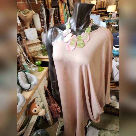 Pink, Green and Goldtone Statement Necklace with Earrings Set - Picture 12 of 17